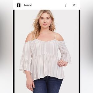 Torrid. Babydoll Rayon Crepe Cold Shoulder Top